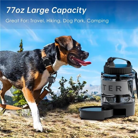 77oz Portable Dog Water Bottle, Camping Essentials, Large Travel Bottle - Picture 2 of 7